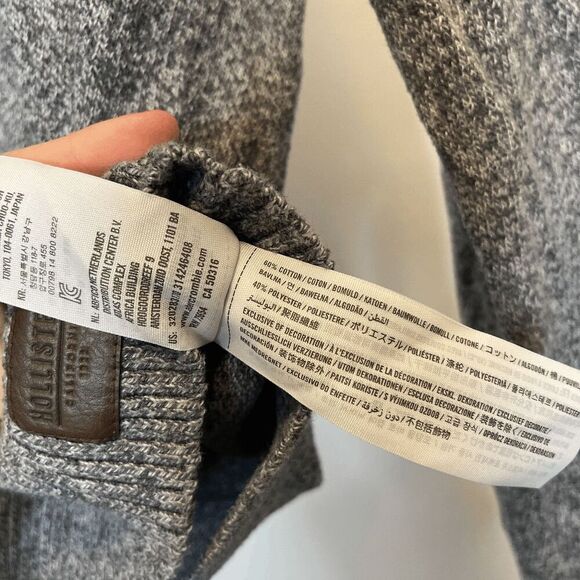 Hollister Mens Fair Isle Crew Neck Sweater Blue Gray Knit Pullover - Picture 8 of 8